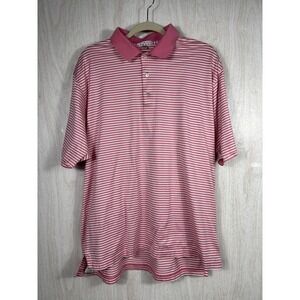 Peter Millar Summer Comfort Polo Mens XL Pink White Stripe Performance Golf